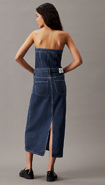 Long denim bandeau dress