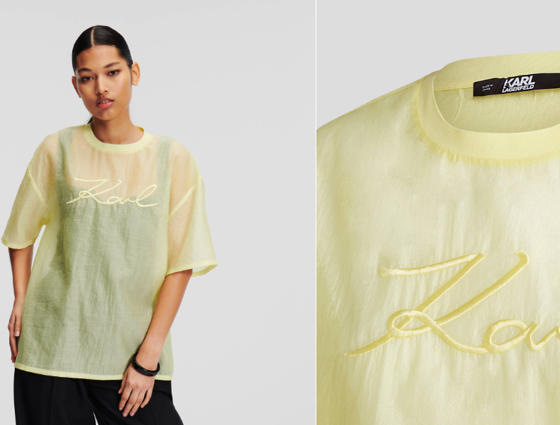 Karl Lagerfeld-T-SHIRT EN ORGANZA KARL SIGNATURE