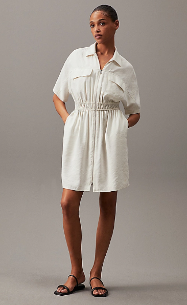 Soft twill dress with full-length zipper