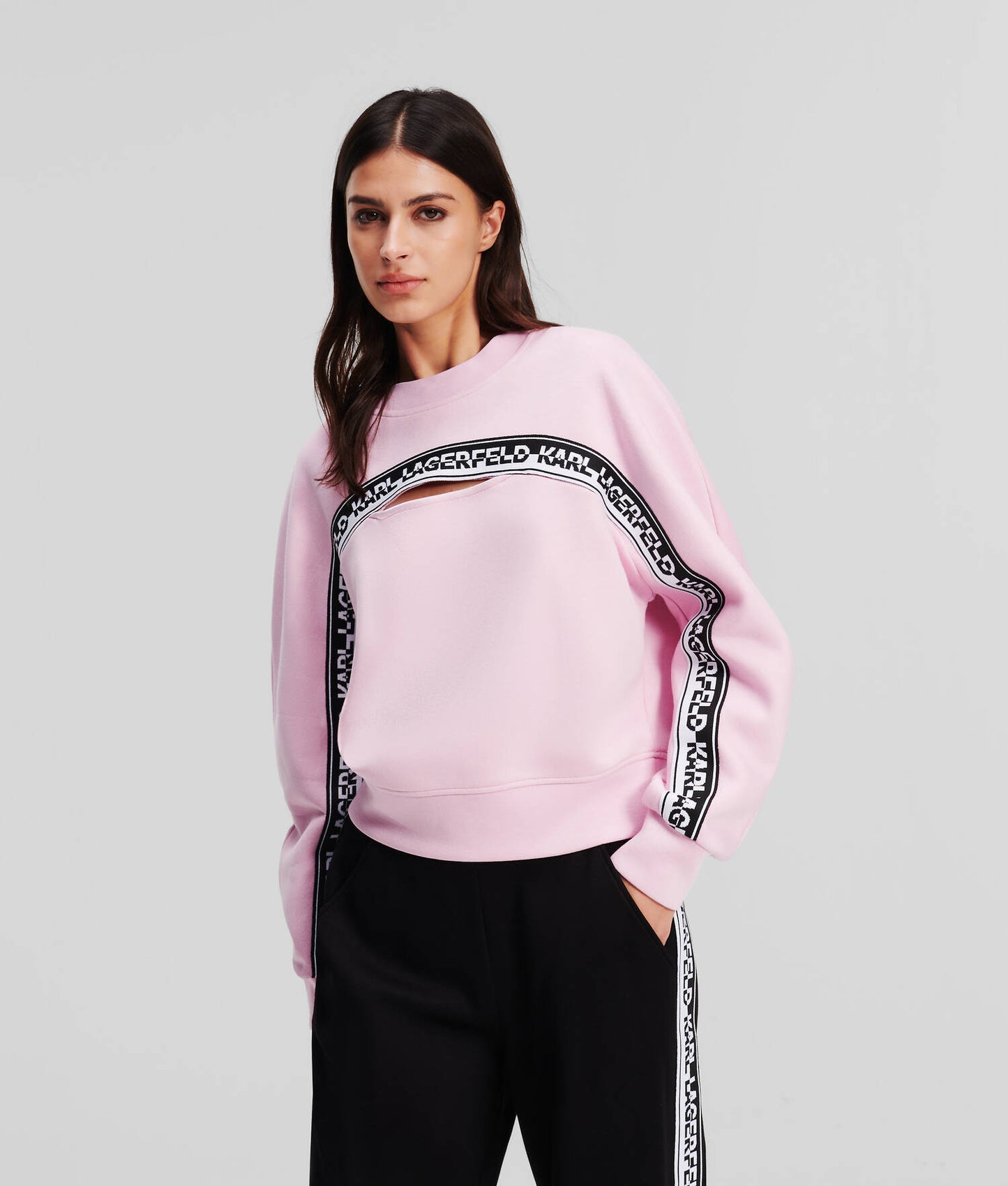 Karl Lagerfeld-SWEATSHIRT WITH CUTOUT AND KARL LOGO