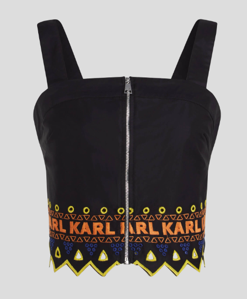 Karl Lagerfeld-BUSTIER TOP WITH ENGLISH EMBROIDERY