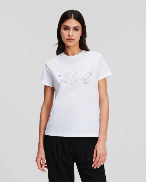 Karl Lagerfeld-KARL SIGNATURE RHINESTONE T-SHIRT