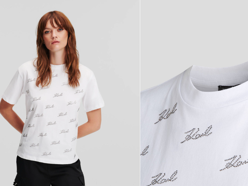 Karl Lagerfeld-KARL SIGNATURE RHINESTONE T-SHIRT