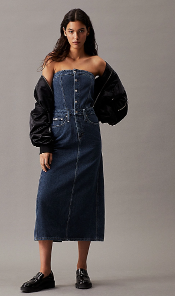 Long denim bandeau dress