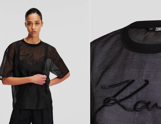 Karl Lagerfeld-T-SHIRT EN ORGANZA KARL SIGNATURE