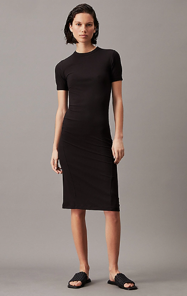 Slim mid-length dress in modal