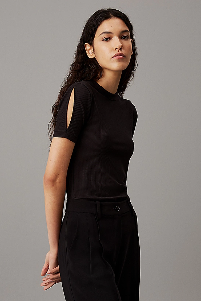 Ribbed modal slim top