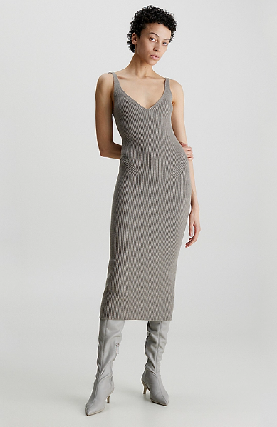 Slim ribbed wool nightie dress