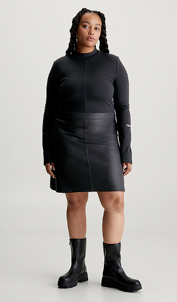 Plus size dress in coated Milano jersey