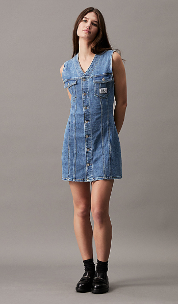 Sleeveless denim mini dress