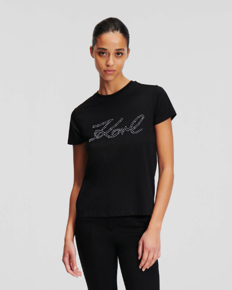 Karl Lagerfeld-KARL SIGNATURE RHINESTONE T-SHIRT