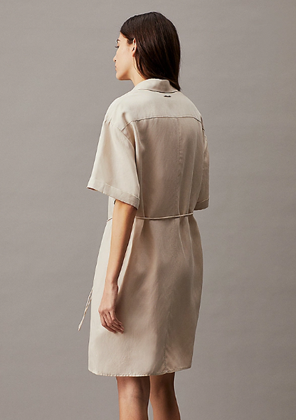 Relaxed linen blend shirt dress