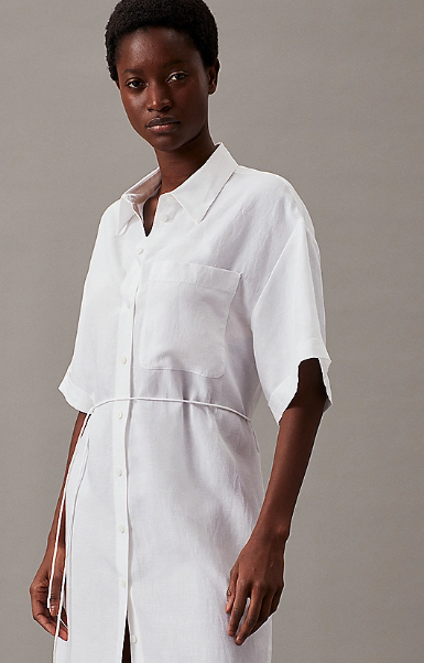 Relaxed linen blend shirt dress