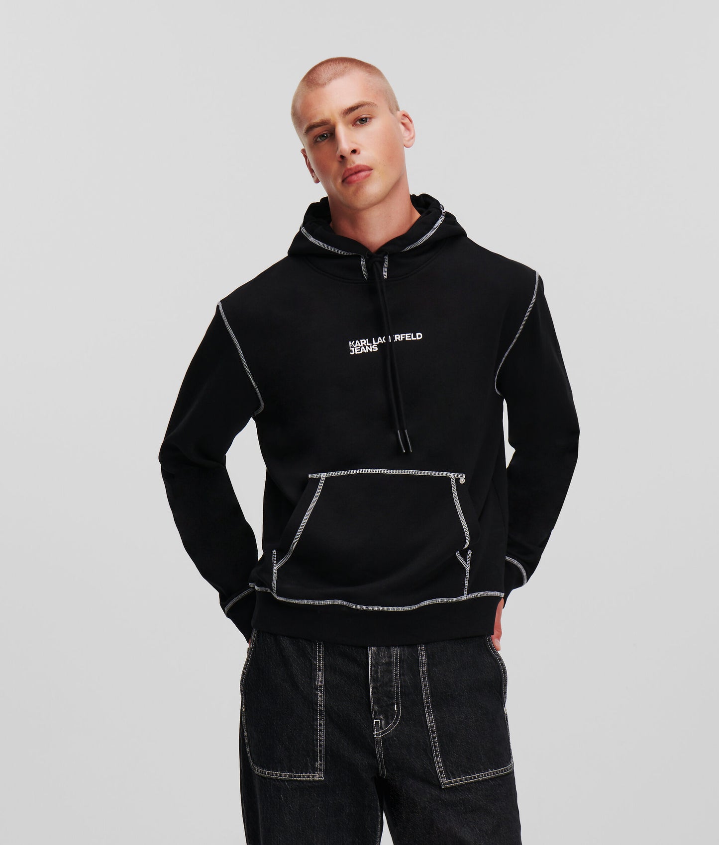 KLJ CONTRAST STITCHING HOODIE