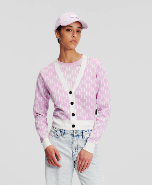 Karl Lagerfeld-CARDIGAN CROPPED KL MONOGRAM