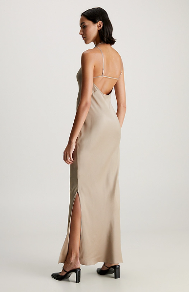 Long satin dress with low back