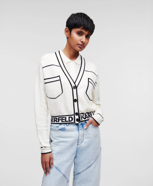 Karl Lagerfeld-CARDIGAN CROPPED AVEC LOGO KARL