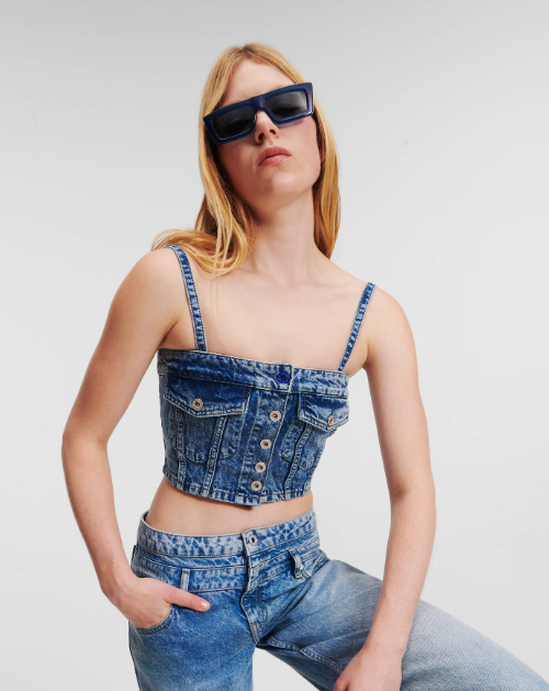 Karl Lagerfeld-KLJ DENIM BANDEAU TOP