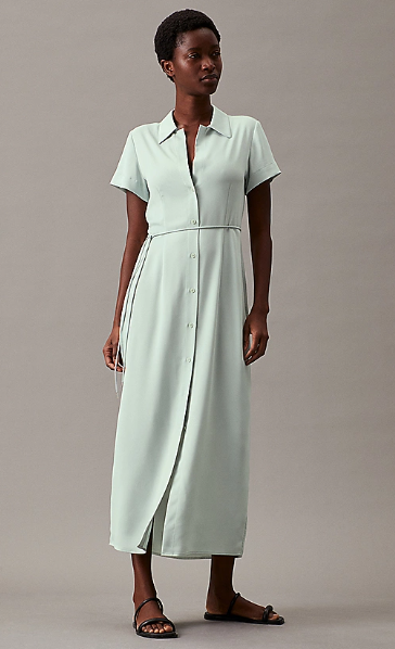 Relaxed crepe midi shirt dress