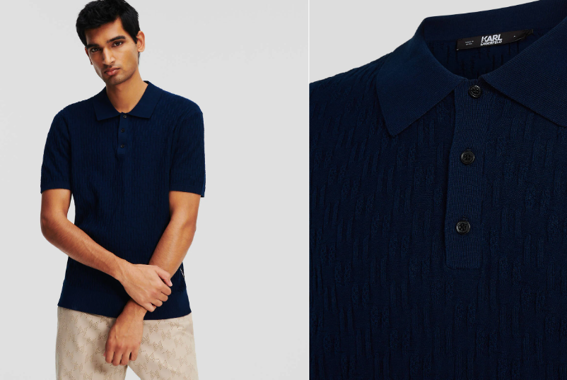 KL MONOGRAM KNITTED POLO SHIRT