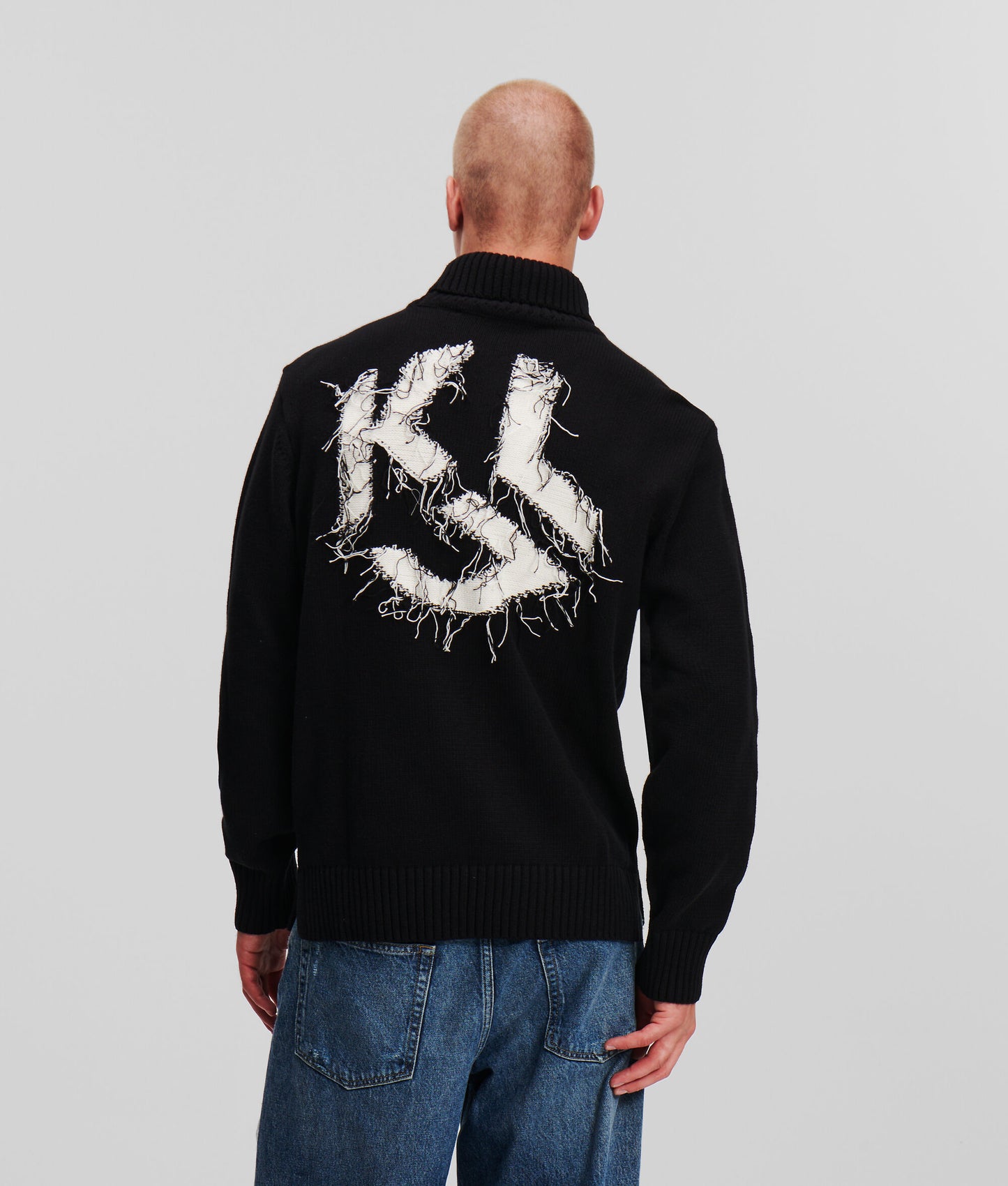 KLJ USED EFFECT MONOGRAM SWEATER