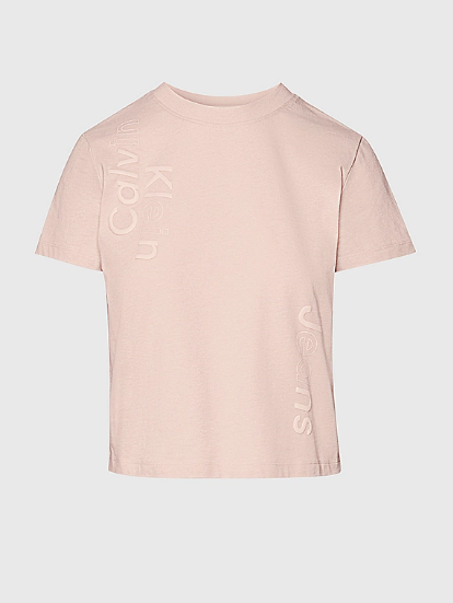 Short T-shirt with multiple logos