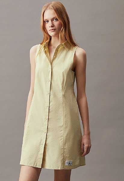 Sleeveless cotton shirt dress