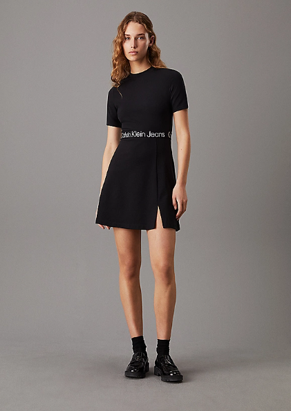 Logo Tape dress in Milano jersey