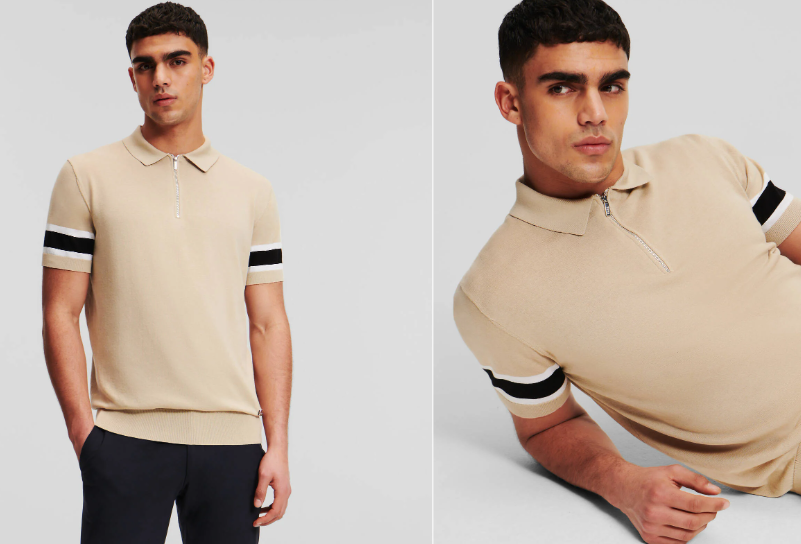 HALF-ZIP KNITTED POLO SHIRT