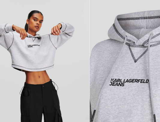 Karl Lagerfeld-KLJ CONTRAST STITCH CROPPED HOODIE