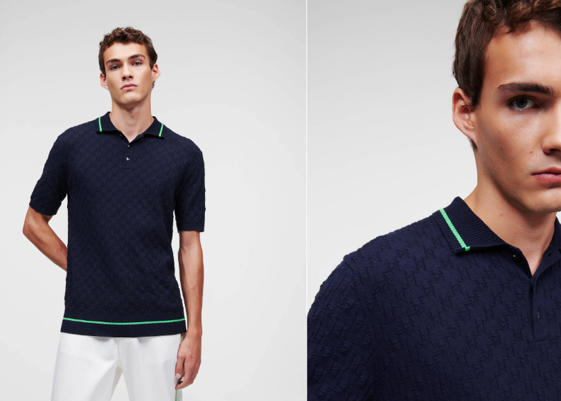 KL MONOGRAM KNITTED POLO SHIRT