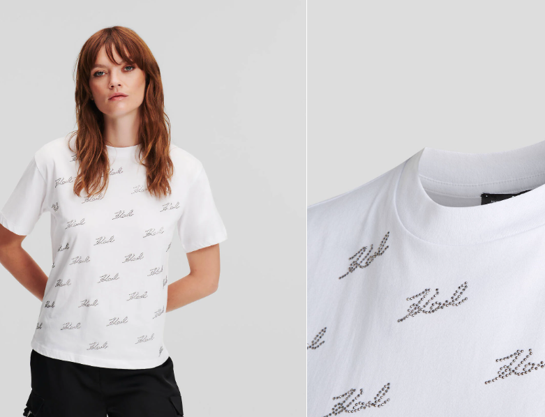 Karl Lagerfeld-KARL SIGNATURE RHINESTONE T-SHIRT