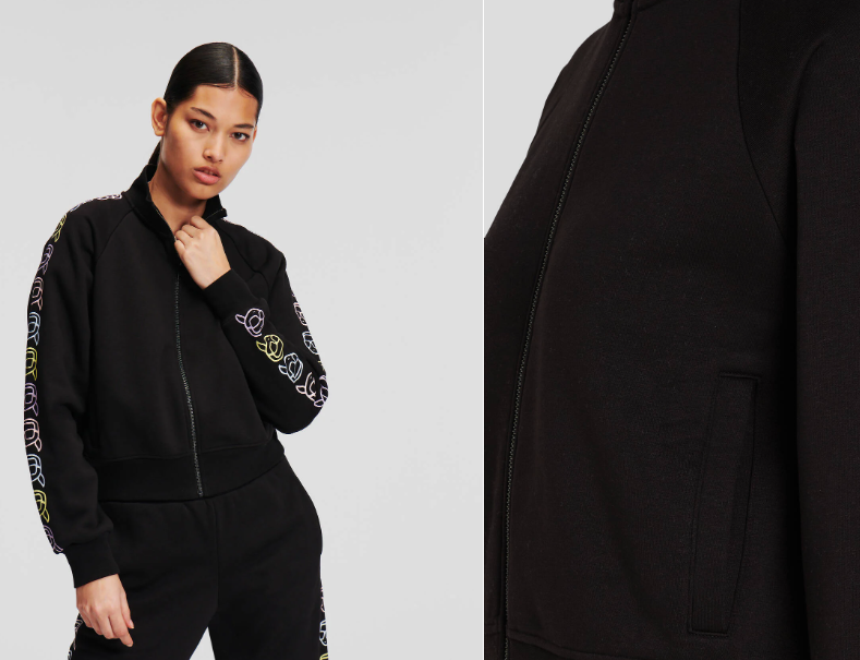 Karl Lagerfeld-ZIP-UP SWEATSHIRT WITH K/IKONIK KARL PATTERN