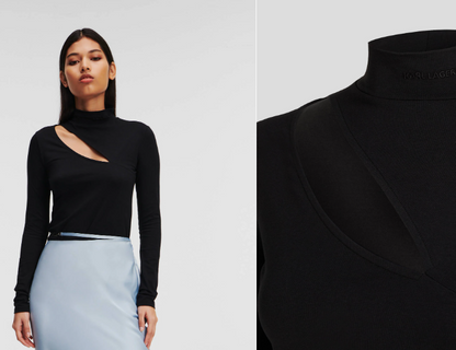 Karl Lagerfeld-HIGH NECK CUT OUT TOP